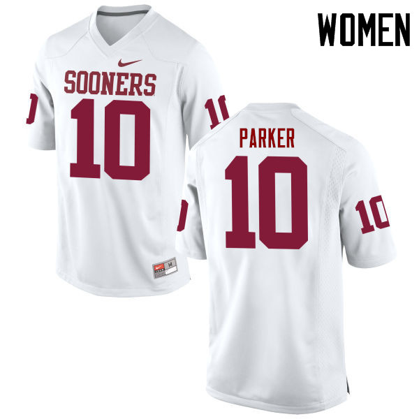 Women Oklahoma Sooners #10 Steven Parker College Football Jerseys Game-White